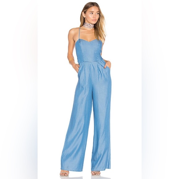 Lovers + Friends Pants - Lovers + Friends Anna Jumpsuit Size 6 Blue Excellent Condition